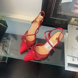 Beautiful red heels with crystals